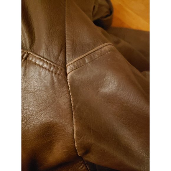 80s/90s Brown Leather Trench Coat - Picture 8 of 9